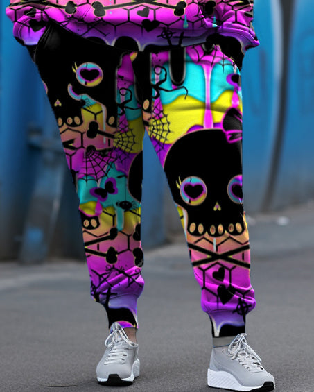 Big & Tall Skull Hoodie Sweatpants Set for big men view 6