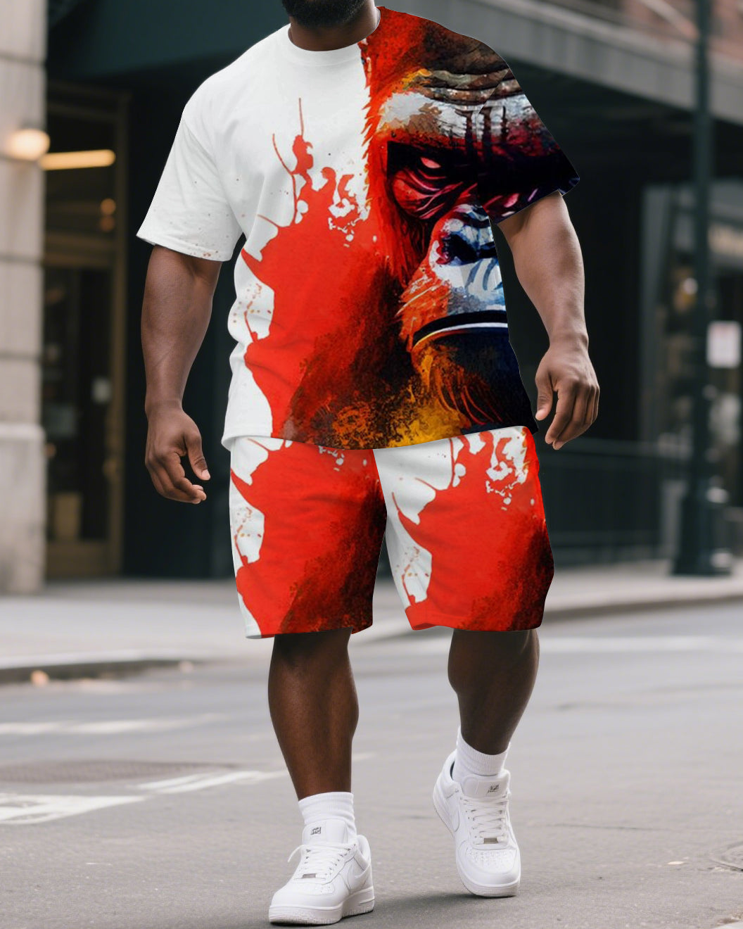Big & Tall Graphic T-Shirt Shorts Set for big men view 1