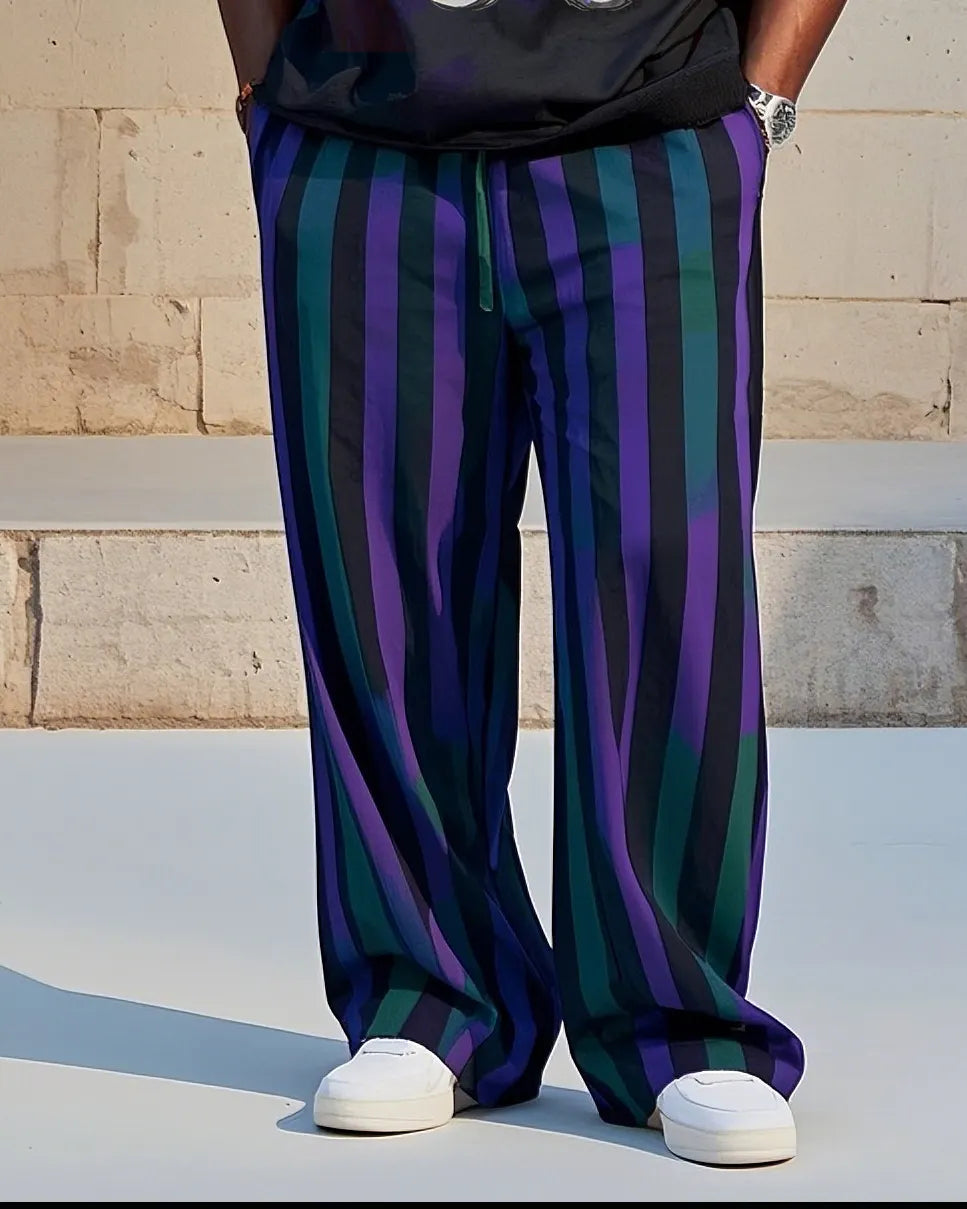 Big & Tall Striped Vest Pants Set for big men view 3