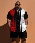 Big & Tall Striped T-Shirt Shorts Set for big men view 1