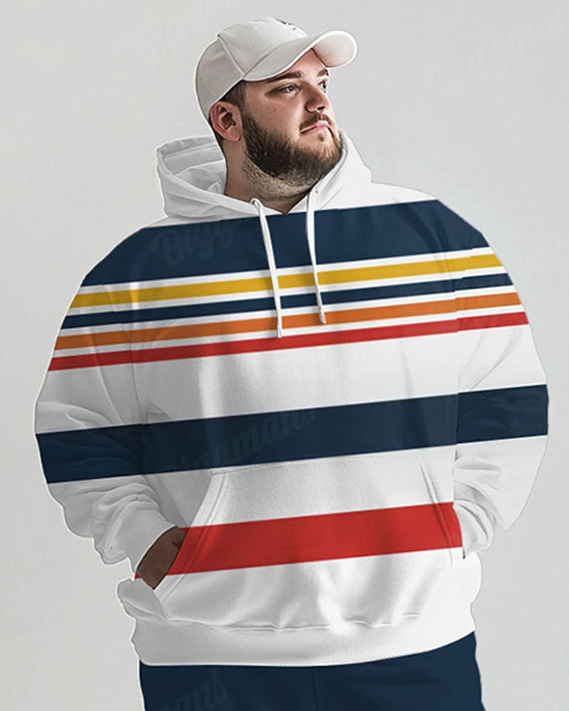 Big & Tall Striped Graphic Hoodie Sweatpants Set for big men view 2