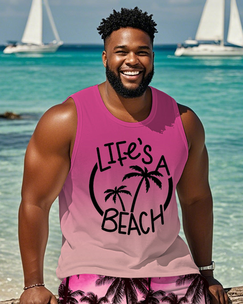 Big & Tall Pink Hawaiian Gradient Two-piece Set for big men view 2