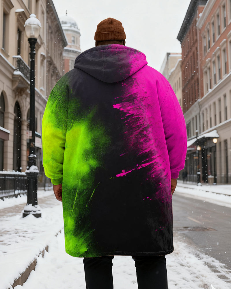 Big & Tall Green Pink Gradient Hoodie for big men view 3