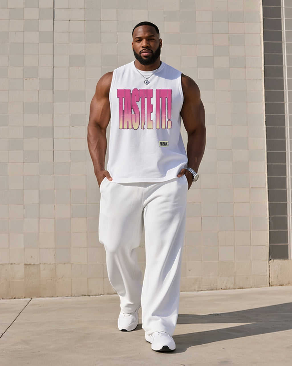 Big & Tall Gradient Graphic Vest Pants Set for big men view 2