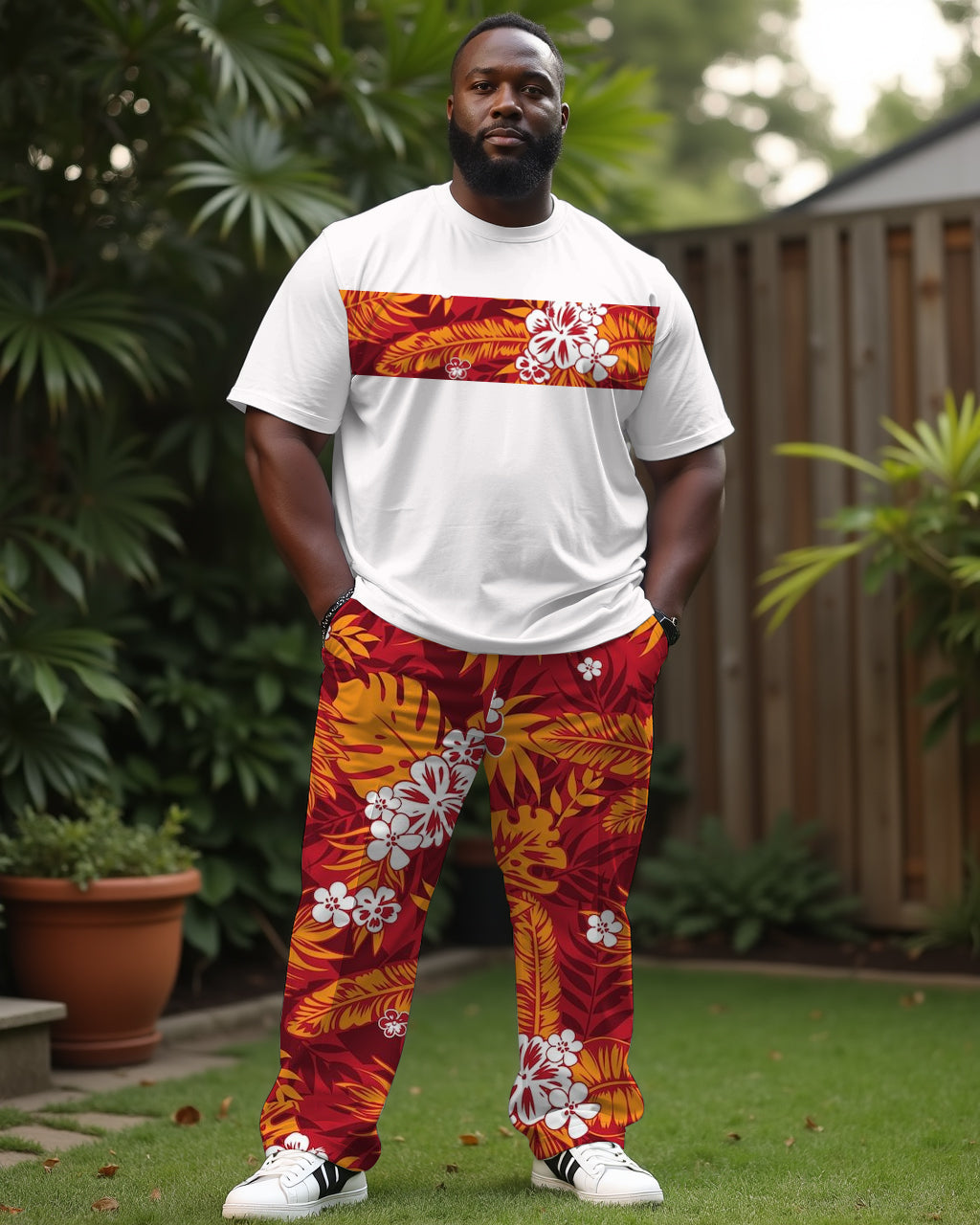 Big & Tall Hawaiian T-Shirt Pants Set for big men view 2