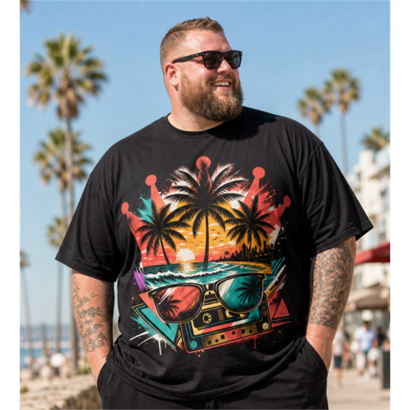 Big & Tall Hawaiian Tropical T-Shirt Shorts Set for big men view 2