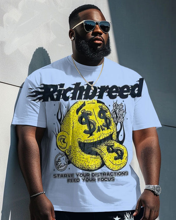 Big & Tall Graffiti T-Shirt Shorts Set for big men view 2