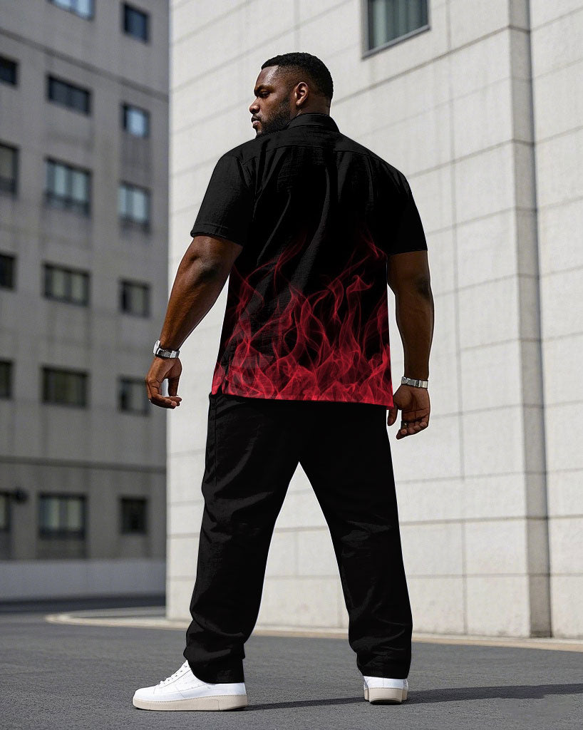 Big & Tall Black Red T-Shirt Pants Set for big men view 4
