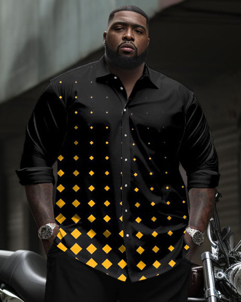 Big & Tall Geometric Business Casual Shirt Pants Set for big men view 2