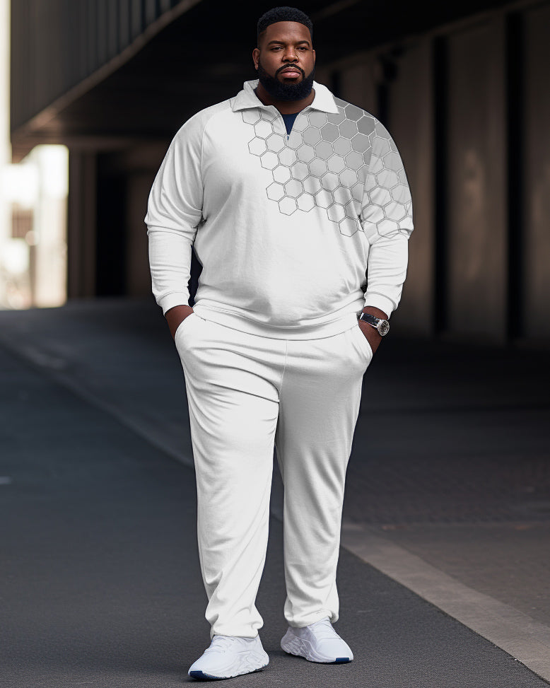 Big & Tall Geometric Polo Pants Set for big men view 1