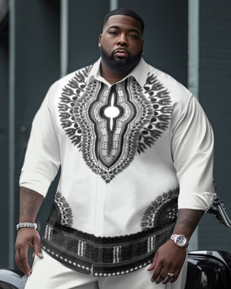Big & Tall Black White Two-piece Set for big men view 2