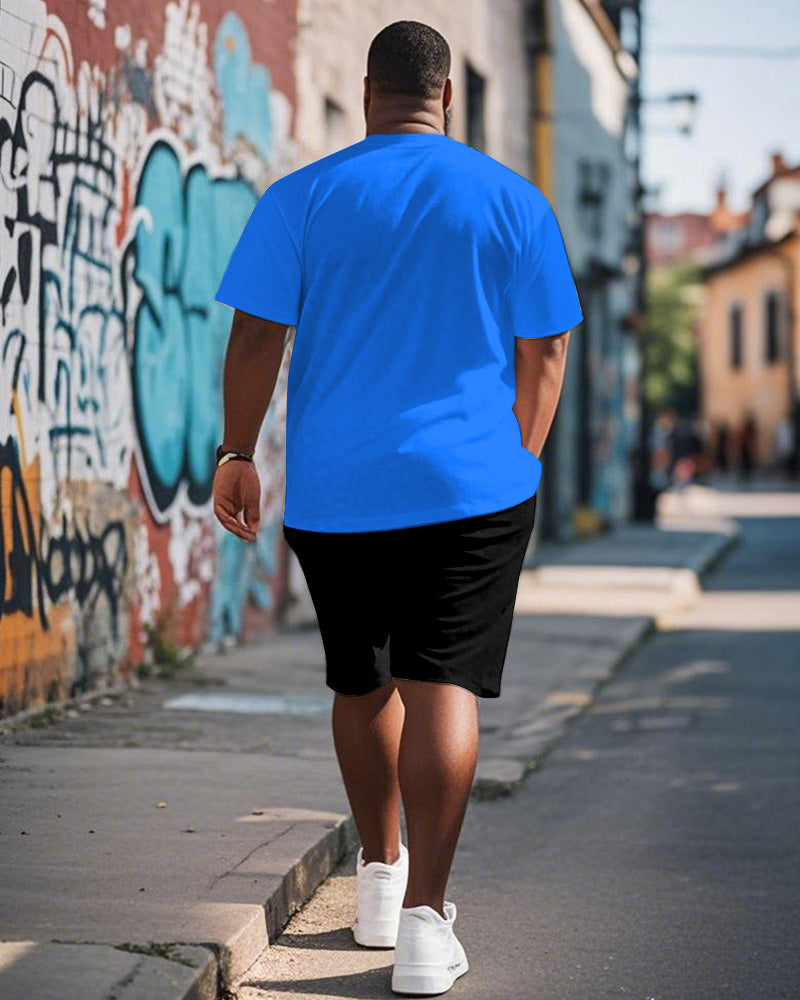 Big & Tall Graphic Graffiti T-Shirt Shorts Set for big men view 4