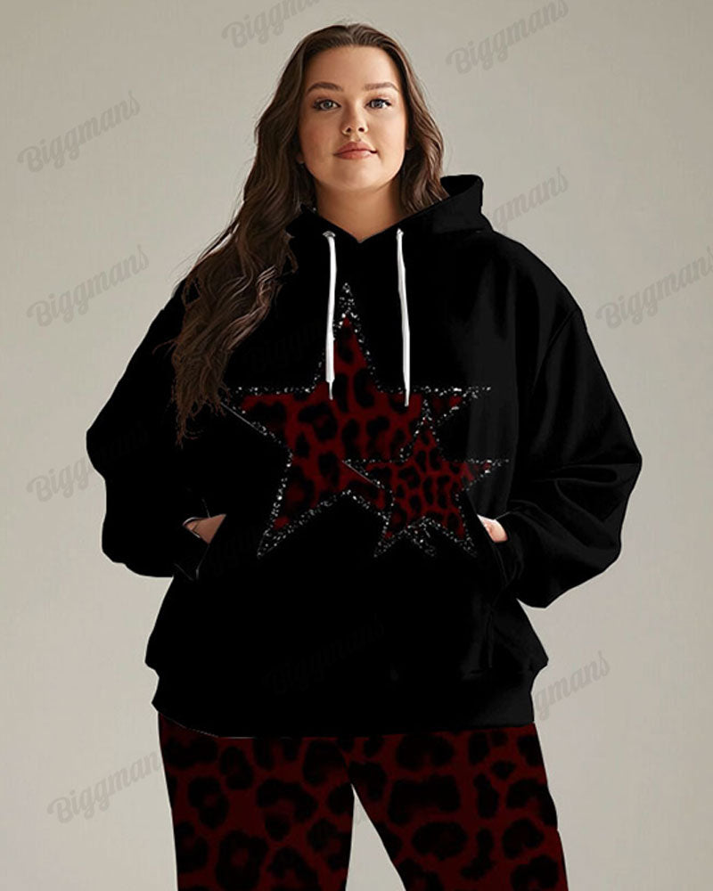Big & Tall Graphic Streetwear Hoodie Sweatpants Set for big men view 2