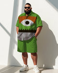 Big & Tall Green Graphic T-Shirt Shorts Set for big men view 1