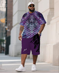 Big & Tall Black Colorblock T-Shirt Shorts Set for big men view 1