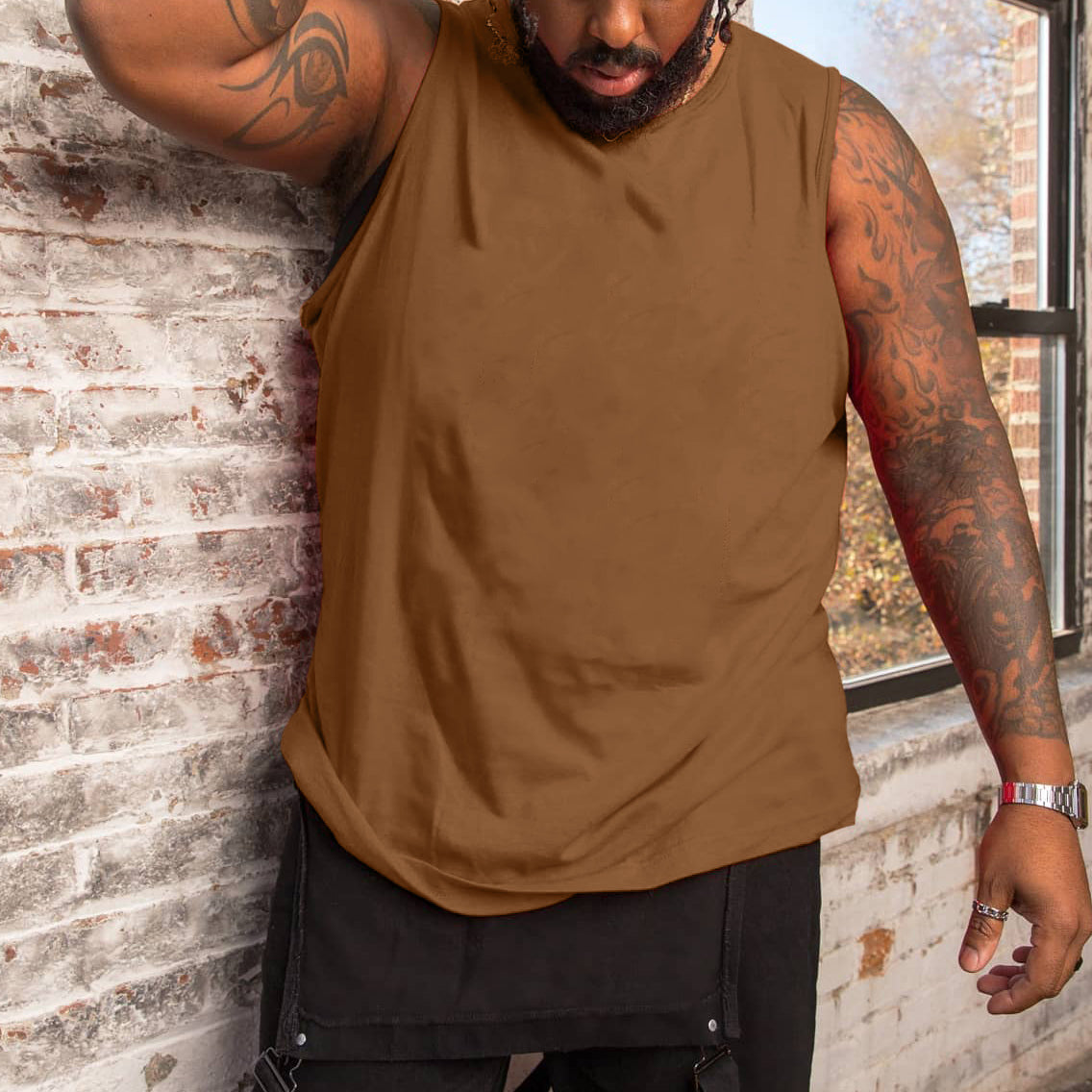 Big & Tall Solid Color Tank Top for big men view 8