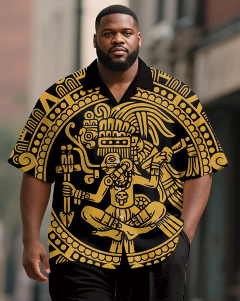 Big & Tall Black Yellow T-Shirt Pants Set for big men view 2