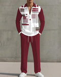 Big & Tall Red Geometric Graphic Two-piece Set for big men view 1