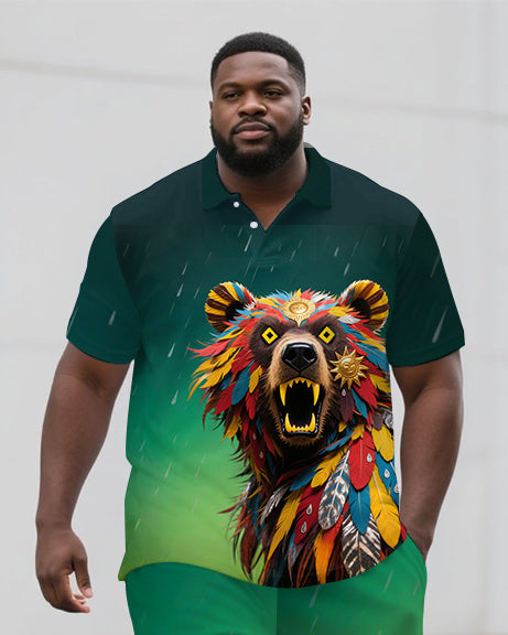 Big & Tall Streetwear Polo Shorts Set for big men view 2