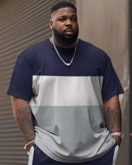 Big & Tall Colorblock T-Shirt Shorts Set for big men view 2