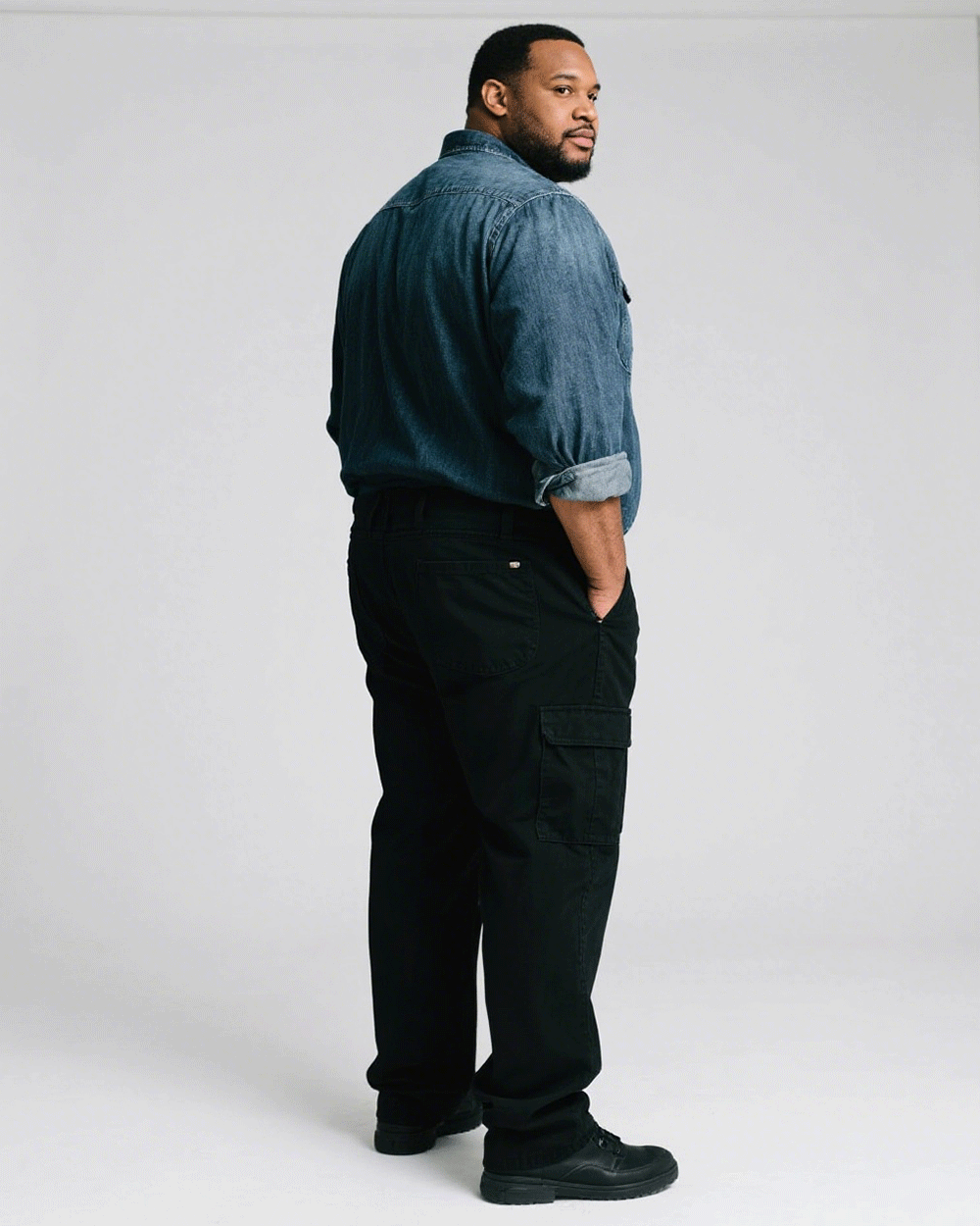 Big & Tall Black T-Shirt Pants Set for big men view 5