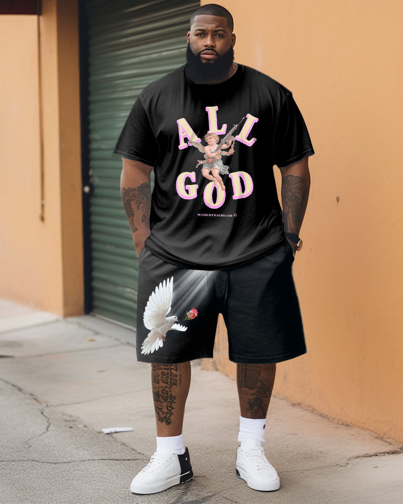 Big & Tall Graphic Streetwear Two-piece Set for big men view 1