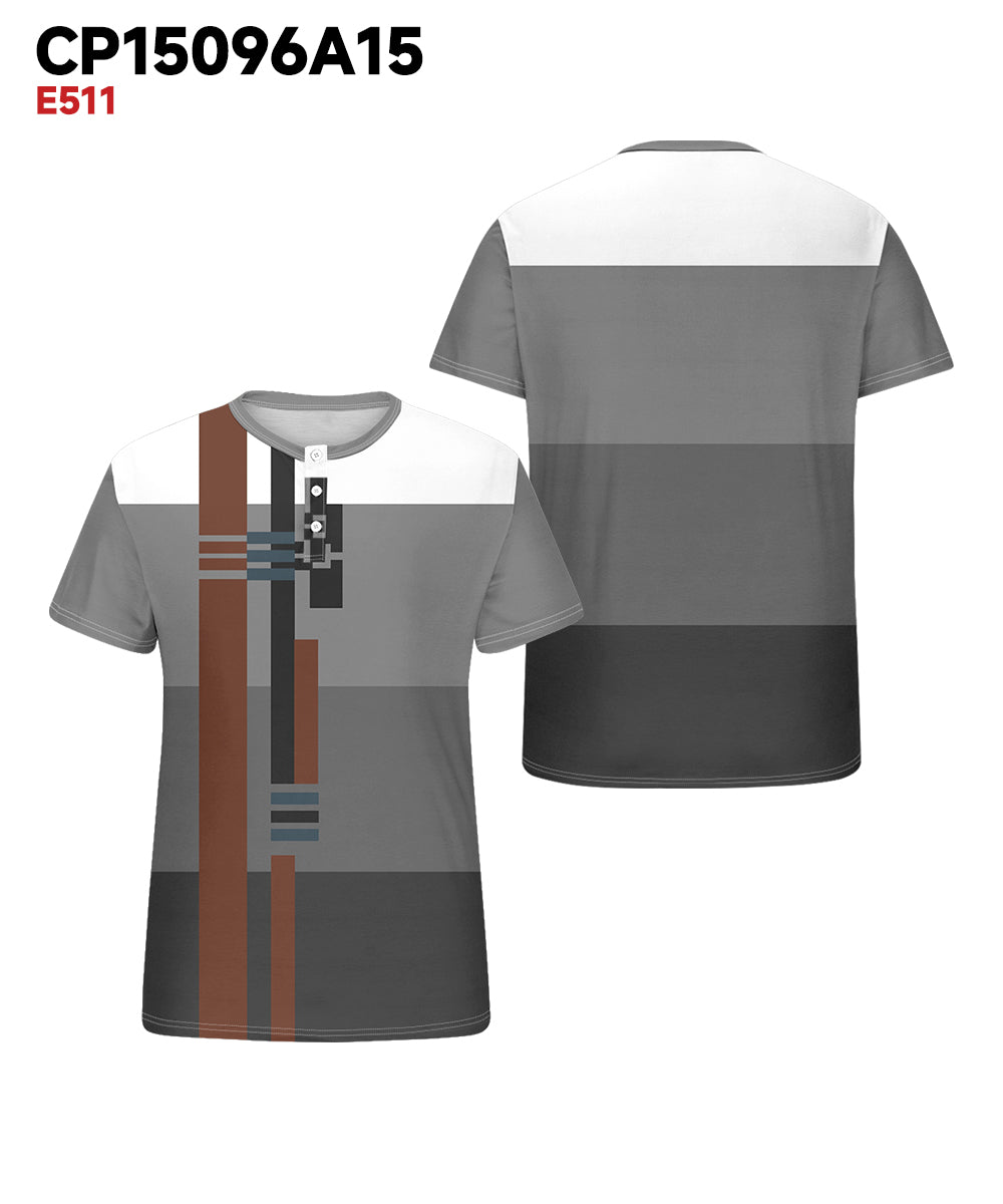 Big & Tall Gray Geometric Striped T-Shirt for big men view 3