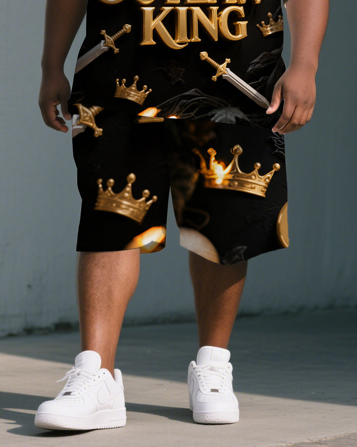Big & Tall Graphic Polo Shorts Set for big men view 3