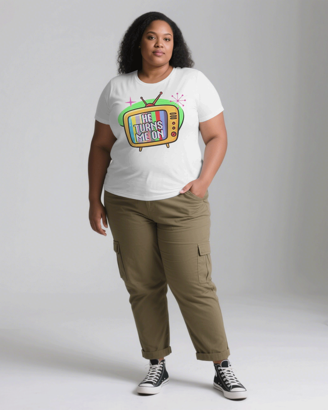 Big & Tall White Khaki T-Shirt Pants Set for big men view 3