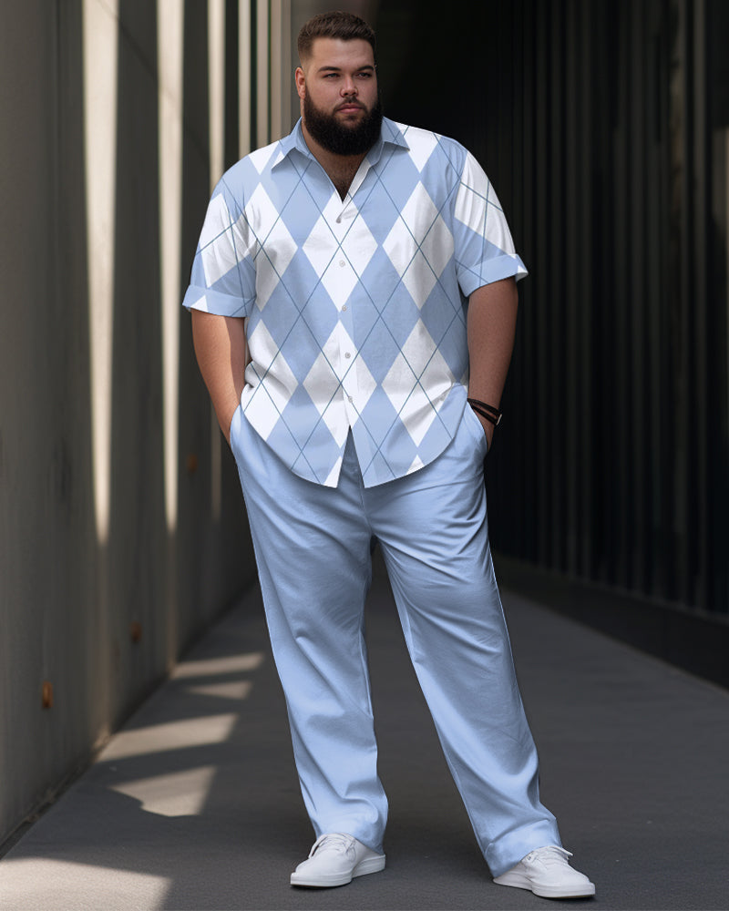 Big & Tall Business Casual T-Shirt Pants Set for big men view 1