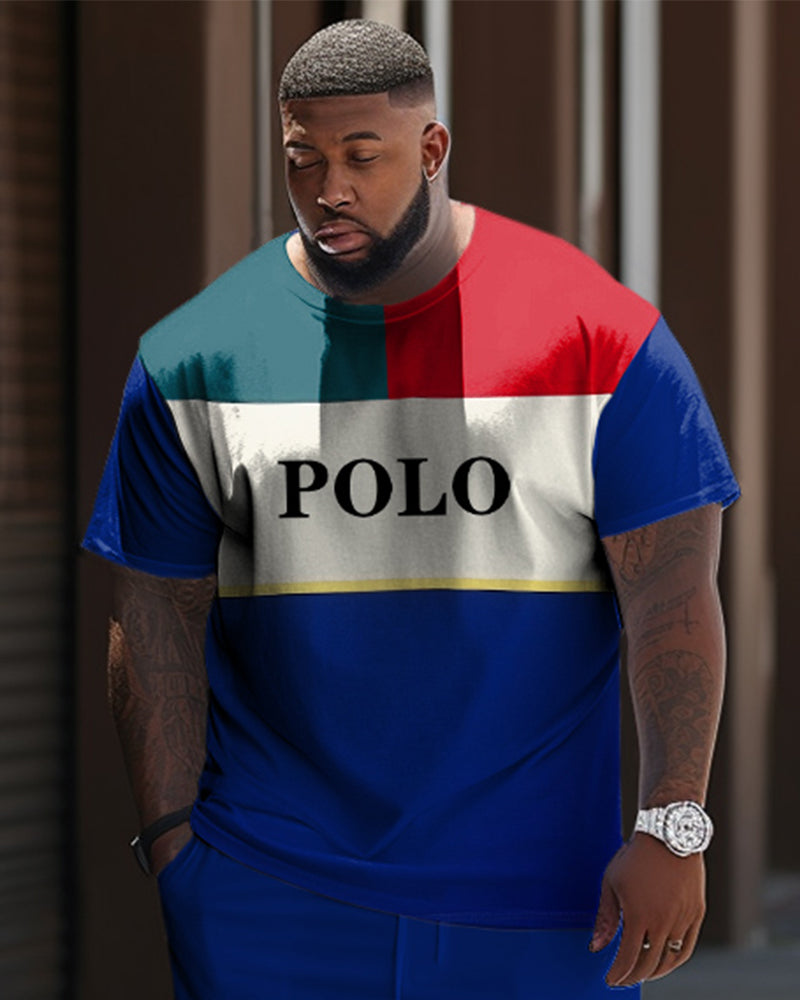 Big & Tall Blue Red Athletic Two-piece Set for big men view 2