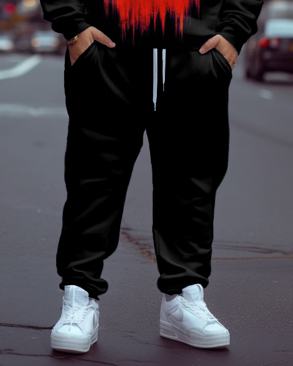 Big & Tall Graphic Skull Hoodie Sweatpants Set for big men view 3