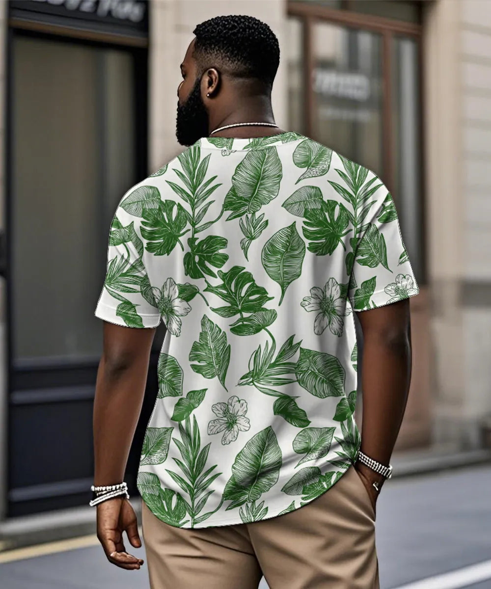 Big & Tall Green Hawaiian Graphic T-Shirt for big men view 2