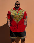 Big & Tall Colorblock Streetwear T-Shirt Shorts Set for big men view 1