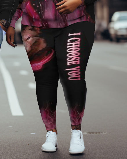 Big & Tall Blue Pink Graphic Hoodie Sweatpants Set for big men view 7