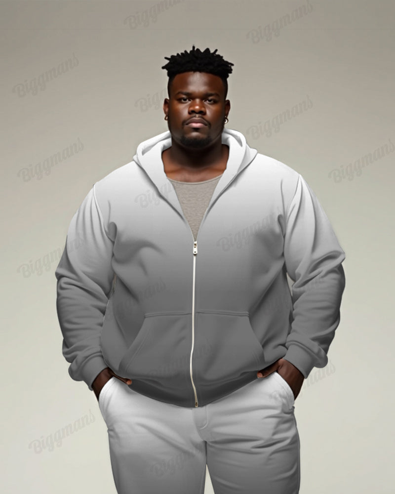Big & Tall Gray Gradient Hoodie Sweatpants Set for big men view 2