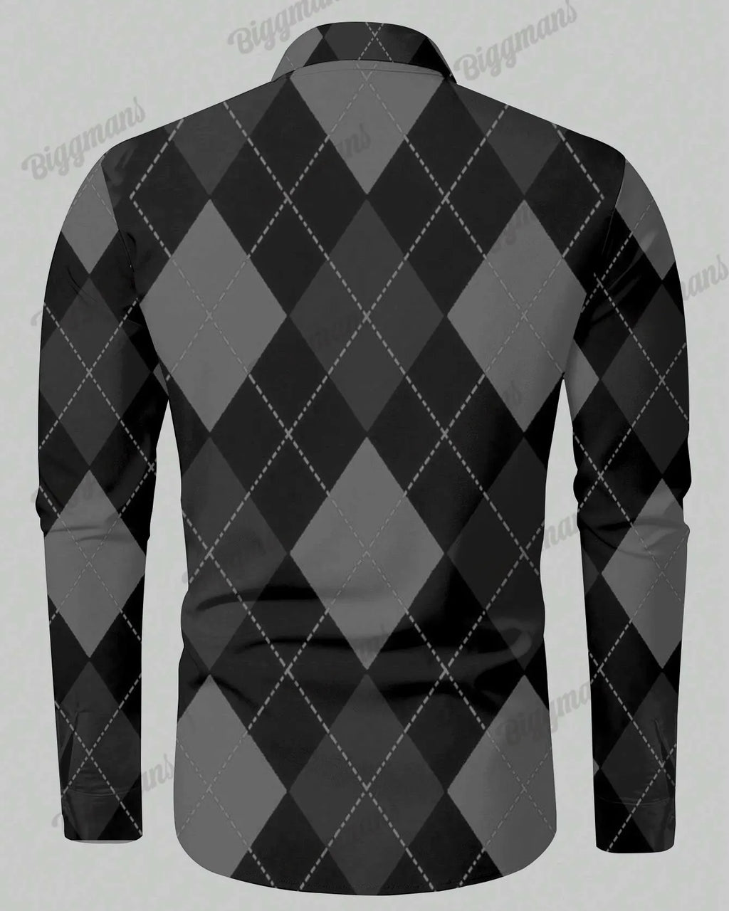 Big & Tall Black Plaid Long Sleeve Shirt for big men view 3