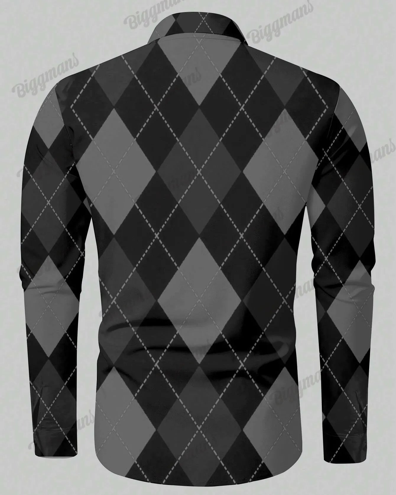 Big & Tall Black Plaid Long Sleeve Shirt for big men view 3