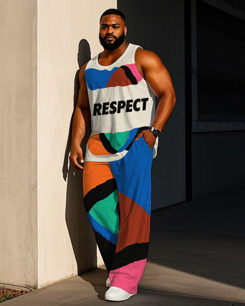 Big & Tall Colorblock Vest Pants Set for big men view 1
