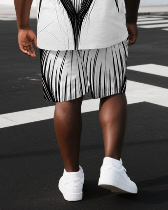 Big & Tall Graphic Streetwear T-Shirt Shorts Set for big men view 3