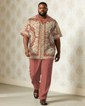Big & Tall Pink Business Casual T-Shirt Pants Set for big men view 1
