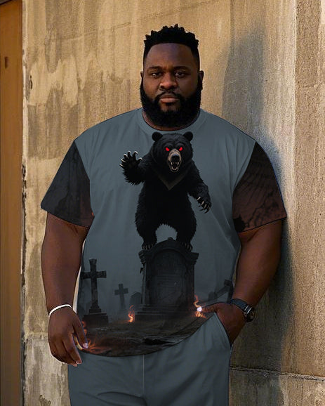 Big & Tall Graffiti Streetwear T-Shirt Shorts Set for big men view 1