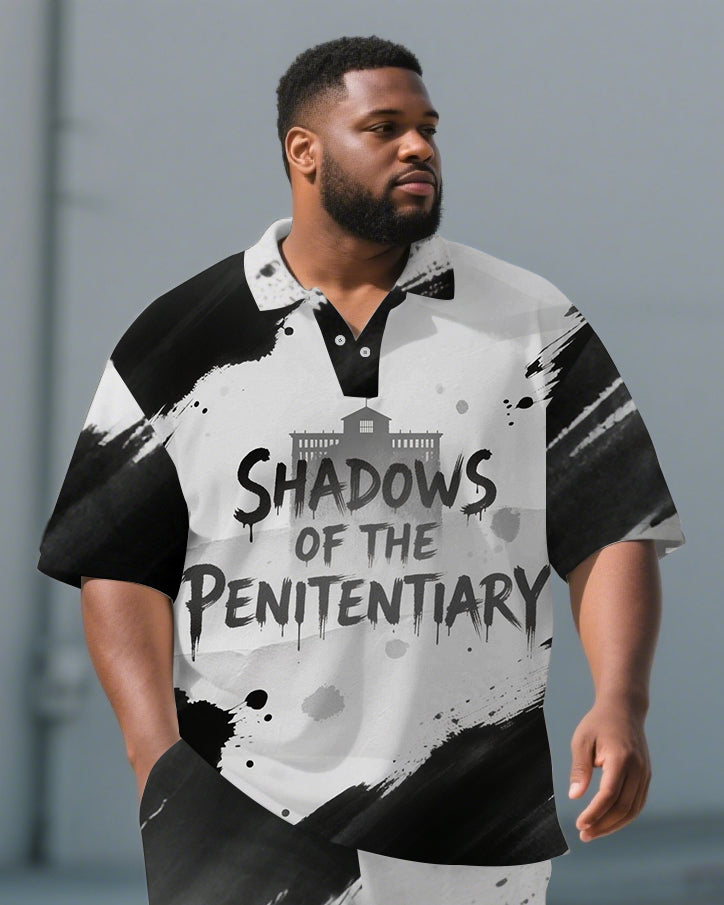 Big & Tall Graffiti Polo Shorts Set for big men view 2