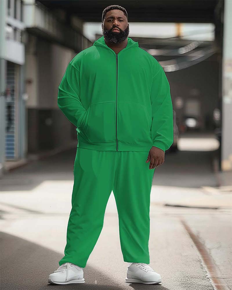 Big & Tall Solid Color Athletic Hoodie Sweatpants Set for big men view 6