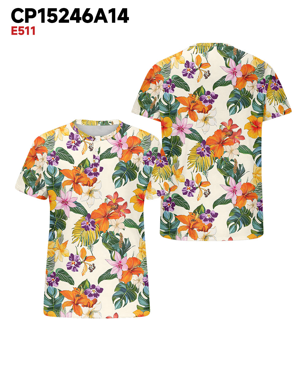 Big & Tall Orange Hawaiian Graphic T-Shirt for big men view 3