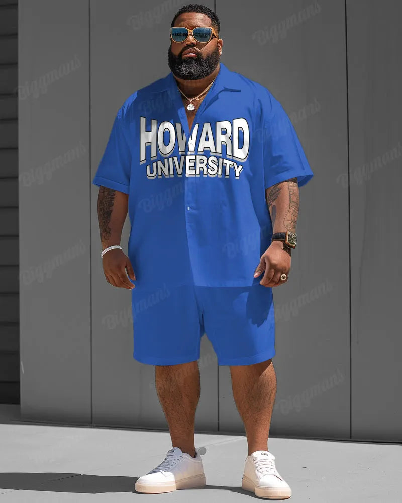 Big & Tall Blue Graphic T-Shirt Shorts Set for big men view 6