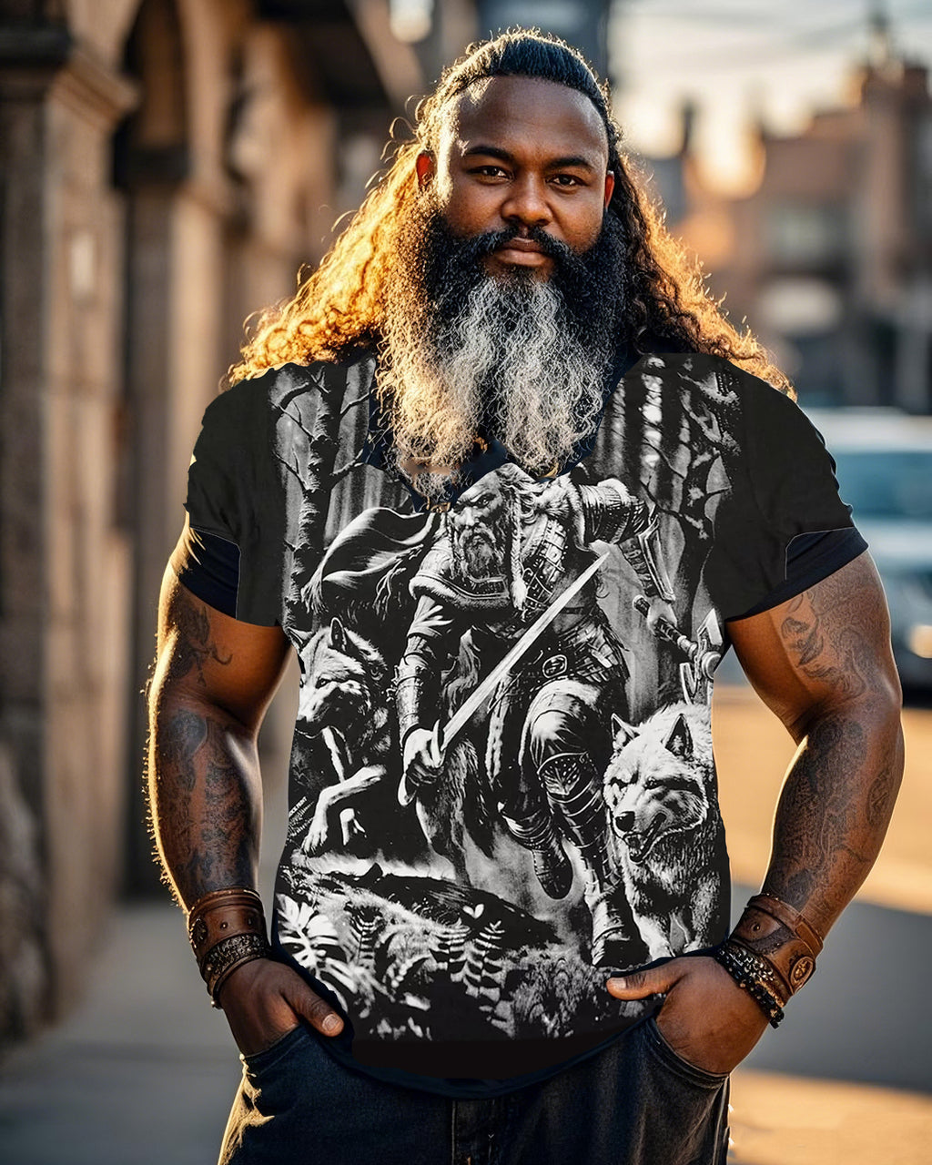 Big & Tall Black Graphic T-Shirt for big men view 1
