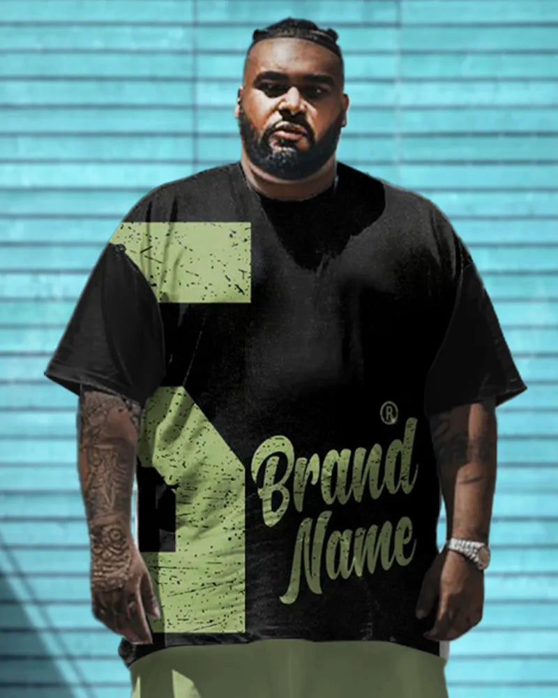 Big & Tall Graphic Streetwear T-Shirt Shorts Set for big men view 3
