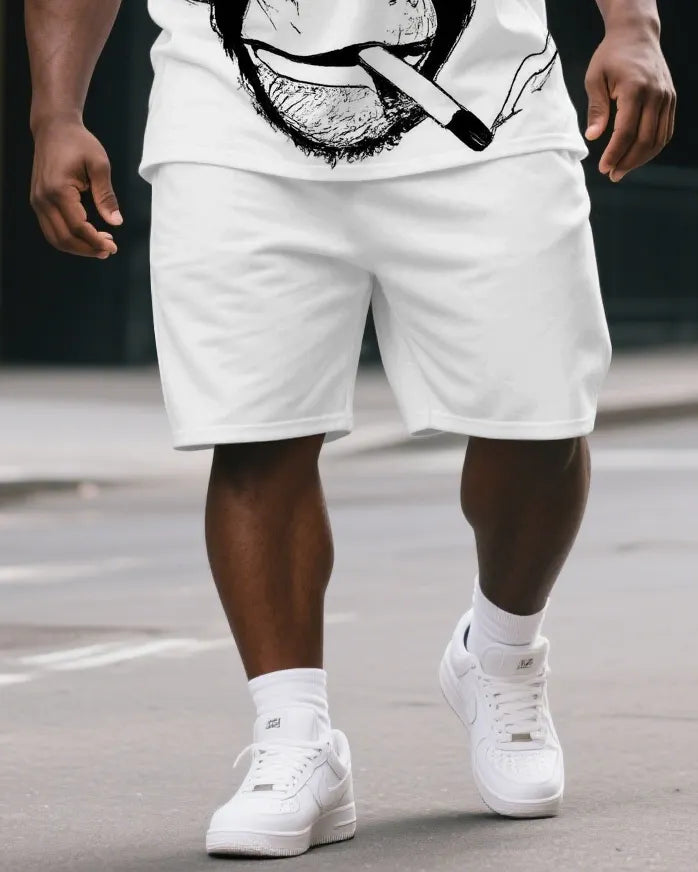 Big & Tall Graphic Streetwear T-Shirt Shorts Set for big men view 3