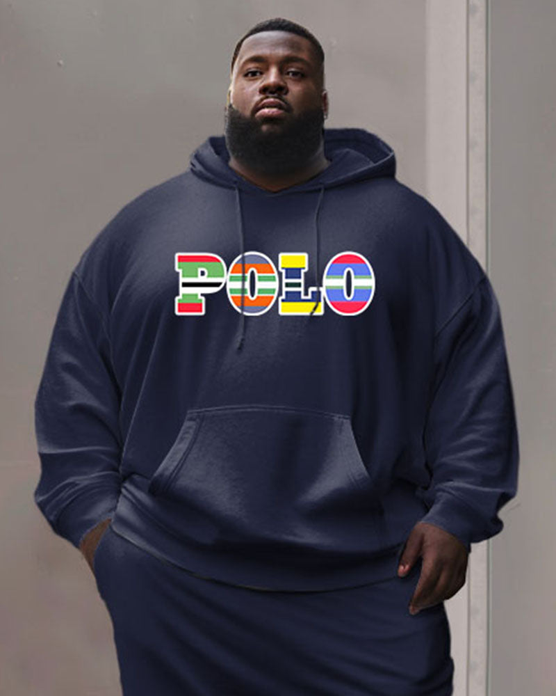 Big & Tall Striped Graphic Hoodie Sweatpants Set for big men view 2